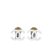 chanel pre-owned boucles d'oreilles clip à logo cc (2004) - blanc