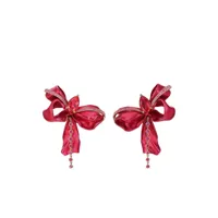 anabela chan boucles d'oreilles cupid's bow en or 18ct - rouge