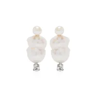 simone rocha boucles d'oreilles pendantes à perles - blanc
