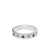 gucci bague gg and bee gravé - argent