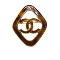 chanel pre-owned broche à logo cc (1993) - marron