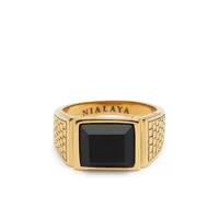 nialaya jewelry chevalière golden brick ornée d'agate