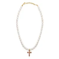 nialaya jewelry collier de perles à pendentif en cristal - blanc