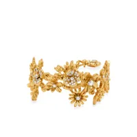 oscar de la renta flower garden crystal-embellished bracelet - or