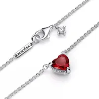 pandora bijouterie, heart sterling silver collier with cherries jubile en red - collierpour dames