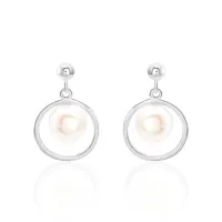 boucles d'oreilles pendantes ivana argent blanc perle de culture