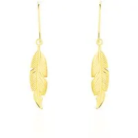 boucles d'oreilles pendantes indian nature feuilles or jaune