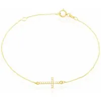 bracelet cobeia croix maille forã§at or jaune oxyde de zirconium