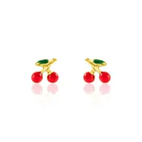 boucles d'oreilles puces cherry cerise or jaune