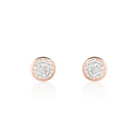 boucles d'oreilles puces edmee cercle 0 or rose strass