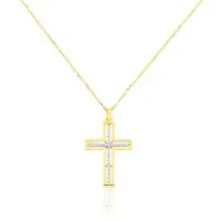 collier croix or jaune diamant