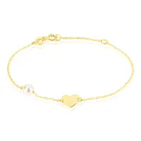 bracelet roselena coeur or jaune perle de culture