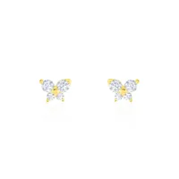 boucles d'oreilles puces eleanor fleur or jaune oxyde de zirconium