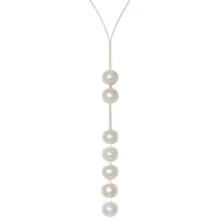 collier câble acier perles de culture 2 + 5 perles 9mm - classics - blanc