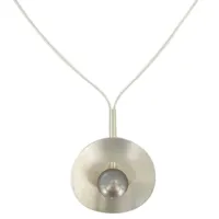 collier argent nénuphar perle de culture 8-9mm - classics - gris clair