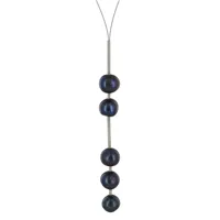collier câble acier perles de culture gris foncées 2 + 3 perles