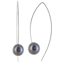boucles d'oreilles argent rhodié perle de culture 11 mm - classics - noir