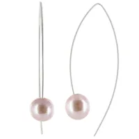 boucles d'oreilles argent rhodié perle de culture 11 mm - classics - rose