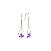 boucles d'oreilles argent 6 perles de cristal violettes