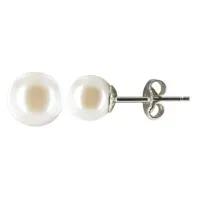 boucles d'oreilles clou argent et perles de culture 6.5-7 mm - classics - blanc