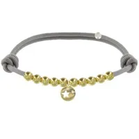 bracelet lien médaille etoile et perles plaquées or - classics - gris