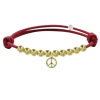 bracelet médaille peace and love et perles plaquées or - classics - rouge