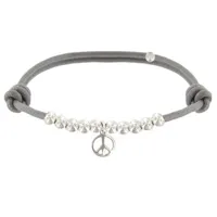 bracelet médaille peace and love et perles en argent - classics - gris