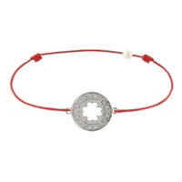 bracelet lien argent médaille porte chance et strass - classics - rouge