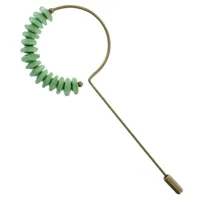broche laiton anneau et petits disques de verre - vert