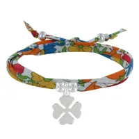 bracelet double tour lien liberty et trèfle argent - colors - multicolore