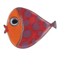 broche poisson émaillée rouge à pois violet