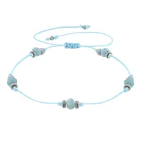 bracelet lien cinq perles facettées de larimar - bleu ciel