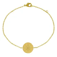 bracelet plaqué or médaille ronde soleil