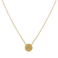 collier chaine plaqué or médaille ronde constellation et demi perle de larimar
