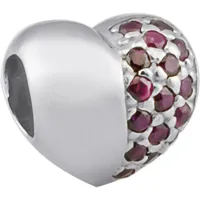 charms amore & baci 20854 - enamel zirconia beads heart acier rose femme