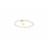 bracelet naturelle acier doré 1 rang et perles miyuki blanches