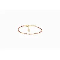 bracelet naturelle acier doré 1 rang et perles miyuki rouges