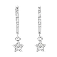 boucles d'oreilles "charms star " or blanc et diamants
