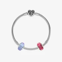 bracelet composé verre de murano lavande et rose