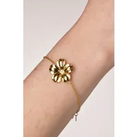 bracelet flower power en plaqué or