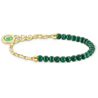 bijoux femme thomas sabo charm holder: link bracelet with green beads a2130-140-6-l19v