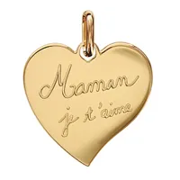 pendentif en plaqué or coeur gravé "maman je t'aime"