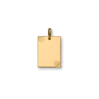 pendentif en plaqué or plaque g.i. rectangulaire avec diamantage étoilé dans 2 angles - petit modèle 16mm x 21mm - plaque fine