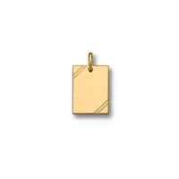 pendentif en plaqué or plaque g.i. rectangulaire à graver avec striures dans 2 angles - dimensions 20mm x 15mm - plaque fine
