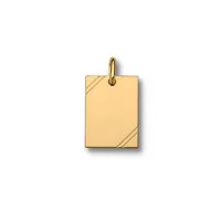 pendentif en plaqué or plaque g.i. rectangulaire à graver avec striures dans 2 angles - dimensions 30mm x 20mm - plaque fine