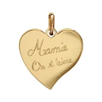 pendentif en plaqué or coeur gravé "mamie on t'aime"