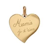 pendentif en plaqué or coeur gravé "mamie je t'aime"