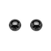 boucles d'oreilles en argent rhodié boule en céramique noire de 6mm et fermoir poussette
