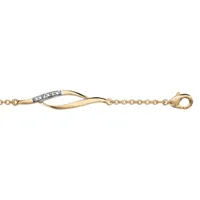 bracelet en plaqué or chaîne avec 3 motifs 2 brins tournants dont 1 orné d'oxydes blancs sertis - longueur 16cm + 2,5cm de rallonge