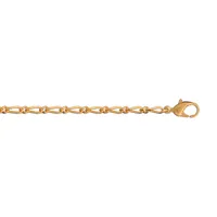 bracelet en plaqué or chaîne maille figaro 1+1 largeur 2mm et longueur 18cm